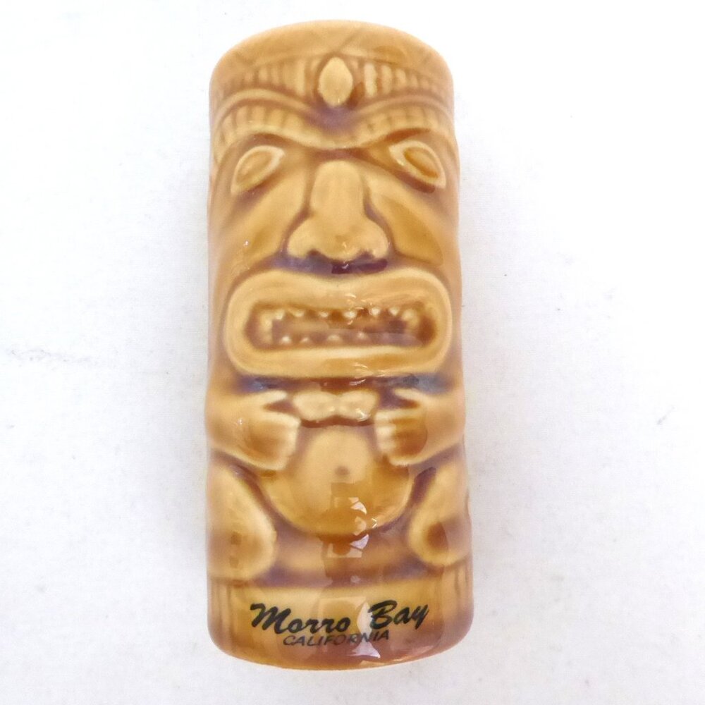 NEW VINTAGE MORRO BAY CALIFORNIA  MAORI MOAI TOTEM CERAMIC TIKI SHOT MUG